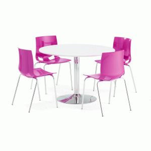Jedálenská zostava: Stôl Lily + 4 stoličky Juno, fialové