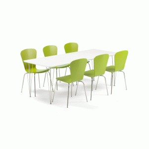 Jedálenská zostava: Stôl Zadie + 6 stoličiek Milla, zelené