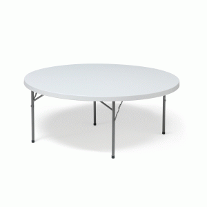 Skladací stôl, Ø 1500 mm, biela/šedá