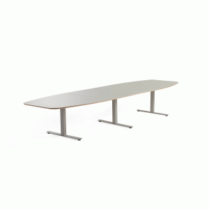 Rokovací stôl Audrey, 4000x1200 mm, strieborný podstavec, svetlošedá doska