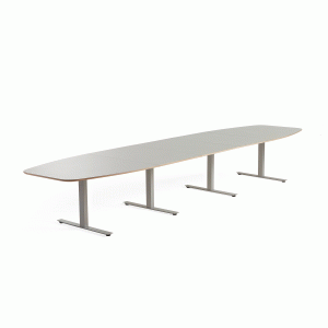 Rokovací stôl Audrey, 4800x1200 mm, strieborný podstavec, svetlošedá doska