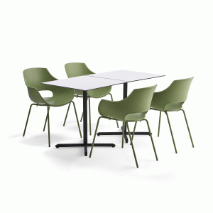 Jedálenská zostava: Stôl Becky + 4 zelené stoličky River