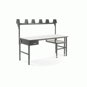 Dielenský stôl s výsuvnou doskou, 2000x750 mm, zásuvka+horná polica