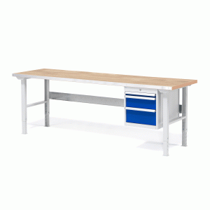 Dielenský stôl Solid s 3 zásuvkami, nosnosť 750 kg, 2000x800 mm, dub