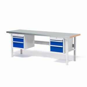 Dielenský stôl Solid so 6 zásuvkami, nosnosť 750 kg, 2000x800 mm, oceľ
