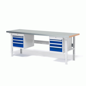 Dielenský stôl Solid s 8 zásuvkami, 2000x800 mm, nosnosť 750 kg, oceľ