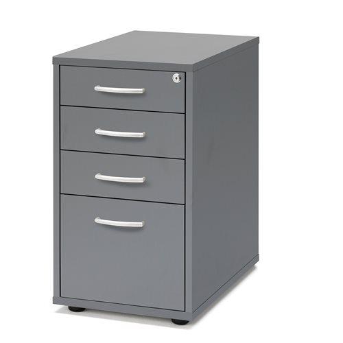 Kancelársky kontajner FLEXUS, 4 zásuvky, 720x400x600 mm, šedý
