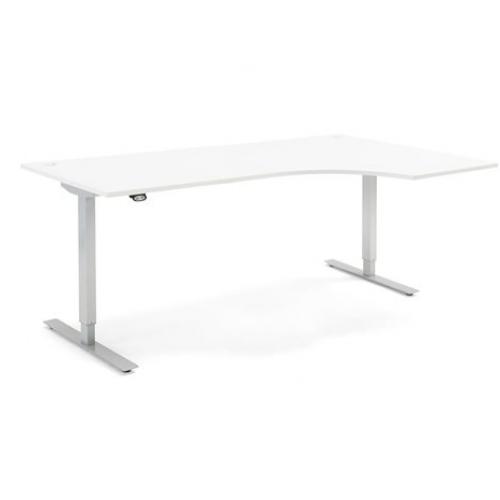 Výškovo nastaviteľný stôl FLEXUS, rohový, 2000x1200 mm, biela