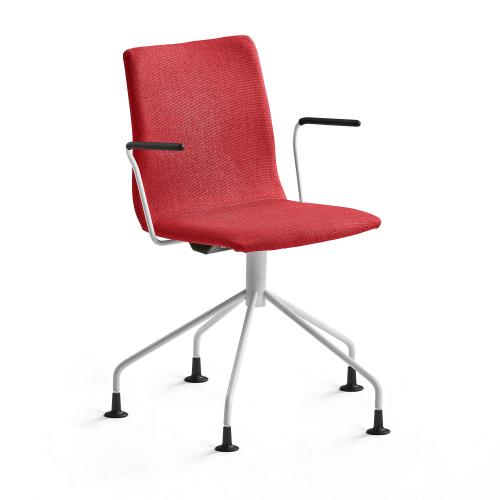 Konferenčná stolička OTTAWA, s opierkami rúk, pavúčia podnož, červená, biela