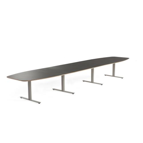 Rokovací stôl AUDREY, 5600x1200 mm, strieborný podstavec, tmavošedá doska