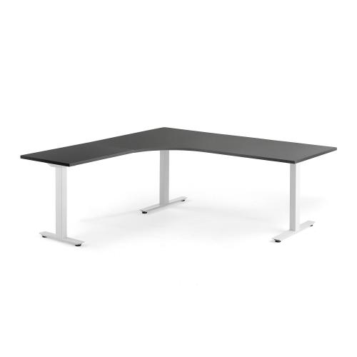 Rohový stôl MODULUS, T-rám, 2000x2000 mm, biela, čierna